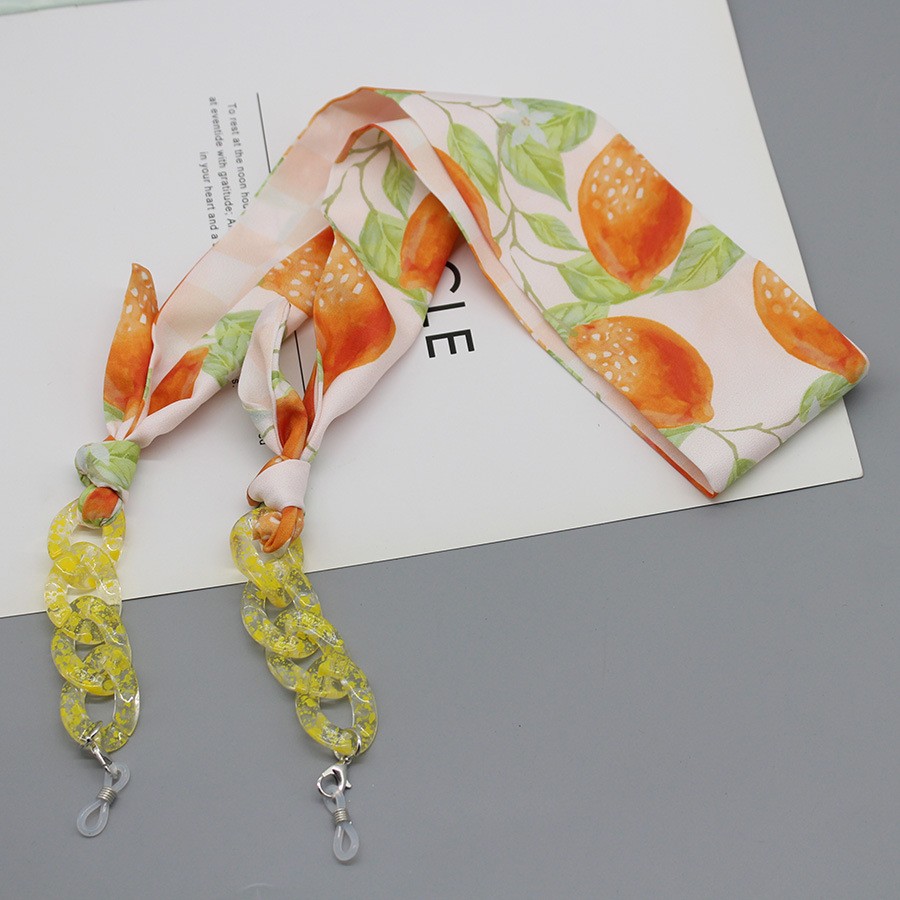 Scarf Silk Neck - Bohemia baskı ipek eşarp gözlük zinciri