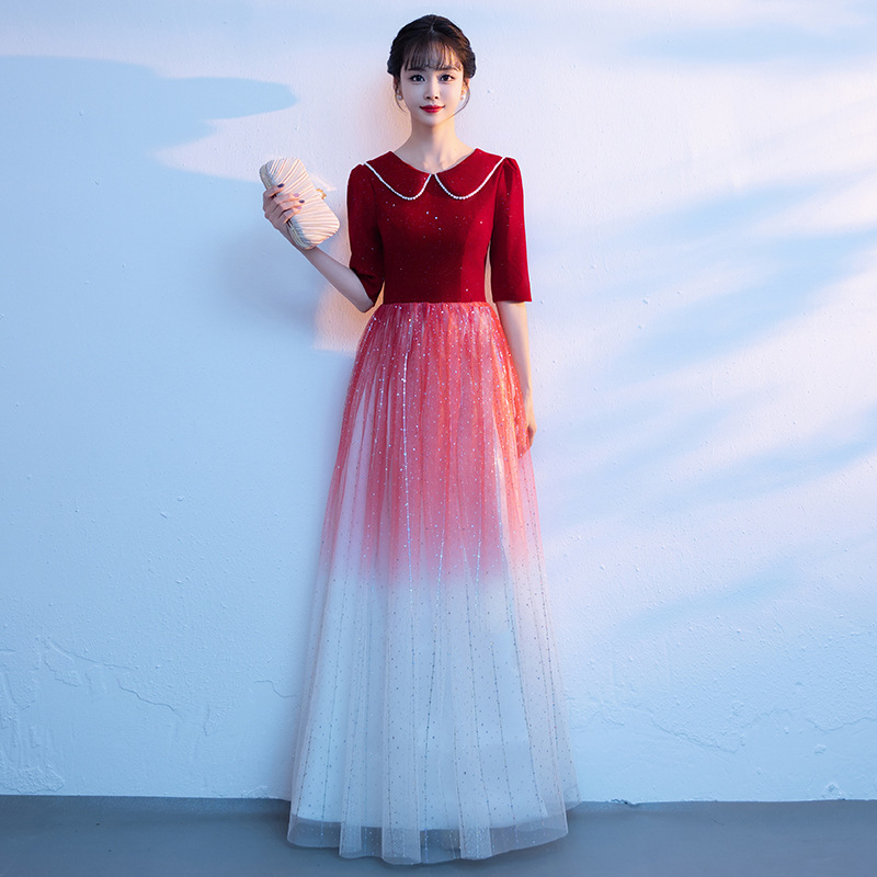 Women Formal Wear For Meeting - Kadınlar için Ele Kırmızı Gece Elbisesi