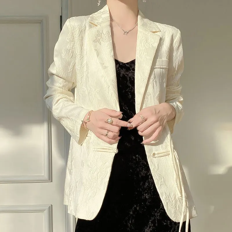 Kadın Beyaz Dokulu Blazer Ceke - Women Formal Wear Coat incelemesi ve fiyatı