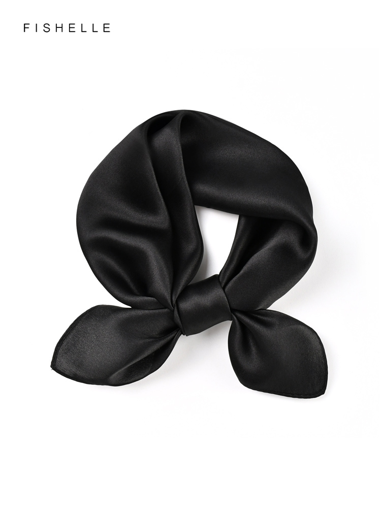 Katı renk siyah saf ipek eşarp - Scarf Silk Neck incelemesi ve fiyatı