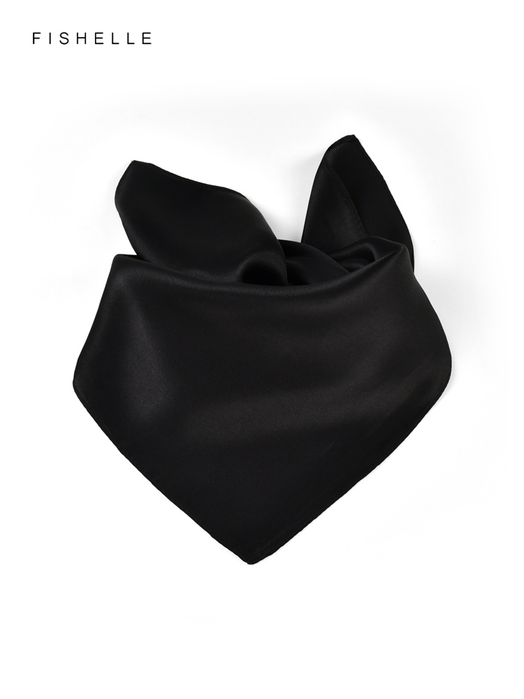 Katı renk siyah saf ipek eşarp - Scarf Silk Neck incelemesi ve fiyatı